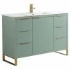 Best reviews of 🛒 Fine Fixtures Opulence Bath Vanity, White Ceramic Sink, Mint Green, 48", Satin Brass Hardware 🛒