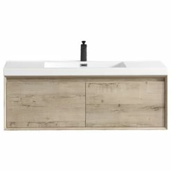 Cheap 🌟 Bathroom Vanity Wholesale INC. Aurora 48'' Single Sink Wall Mounted Modern Bathroom Vanity, Light White Oak 👏