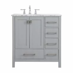 Coupon 🌟 Elegant Furniture & Lighting Grey 32" Single Sink Bathroom Vanity 🎁