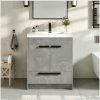 Cheapest 🎁 Eviva LLC Eviva Lugano Cement Gray Modern Bathroom Vanity W/ White Integrated Top, 30" 🎁