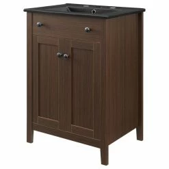 Best deal 🛒 America Luxury Sink Vanity Cabinet, Wood, Brown Walnut Black, Modern, Hotel Bedroom Bathroom 🎉