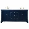 Buy 😉 Elegant Furniture & Lighting Kaden 72" Double Bathroom Vanity Set, Blue 🧨