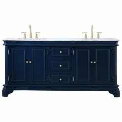 Buy 😉 Elegant Furniture & Lighting Kaden 72" Double Bathroom Vanity Set, Blue 🧨