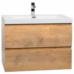 Best Pirce 🤩 Concept Baths And Interiors ConceptBaths Angela 29.5" Wall-Mount Bathroom Vanity, Natural Oak 🤩
