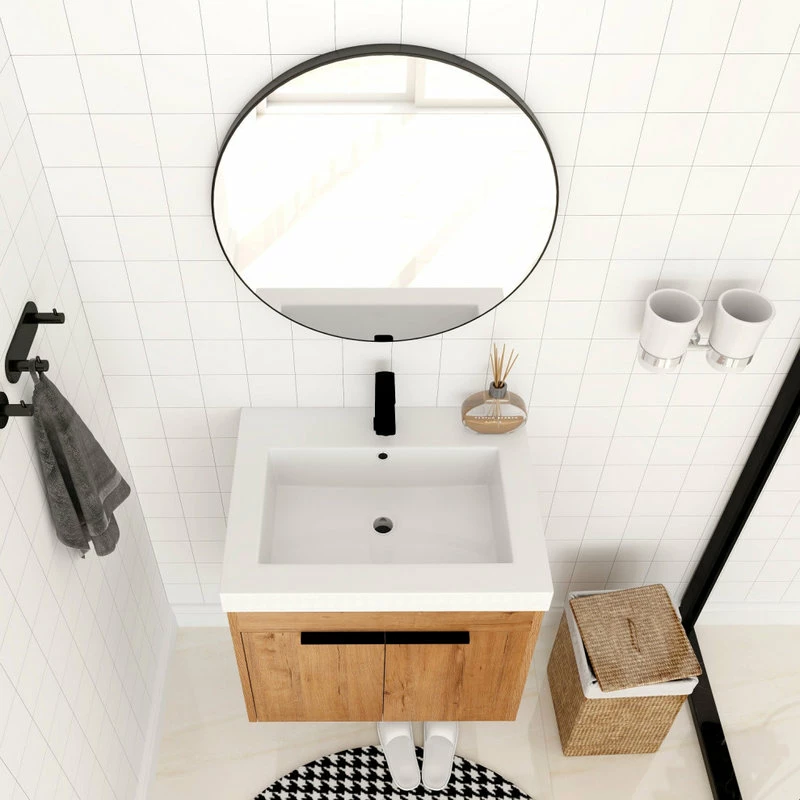 Top 10 ๐ BNK Wall Mounted Bathroom Vanity, Resin Basin, KD Packing, Imitative Oak, 24" โจ - Image 4