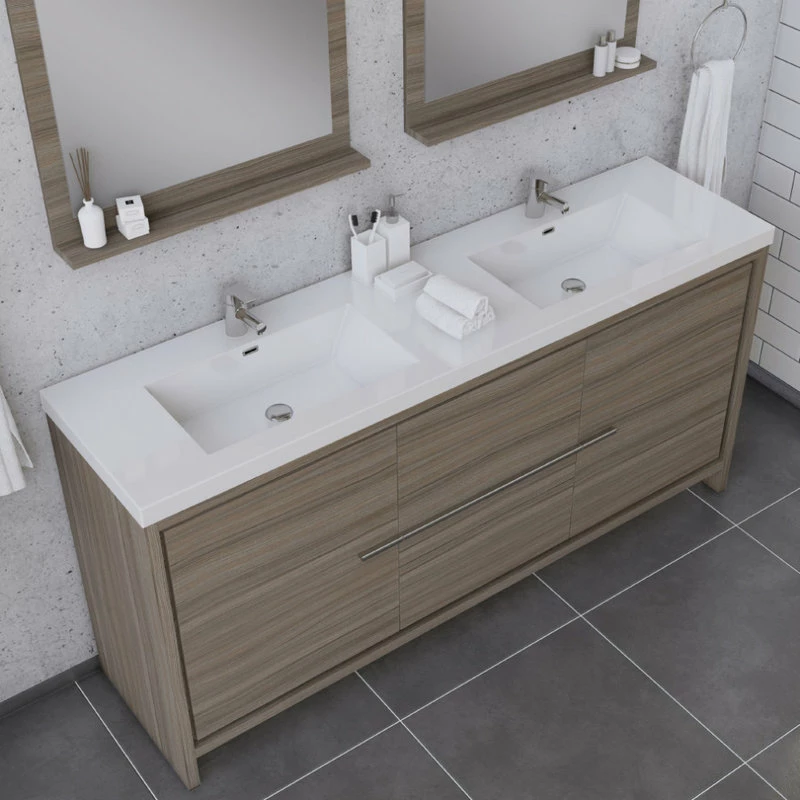 Cheap ๐คฉ Alya Bath Sortino 72" Double Bathroom Vanity, Gray ๐ - Image 4