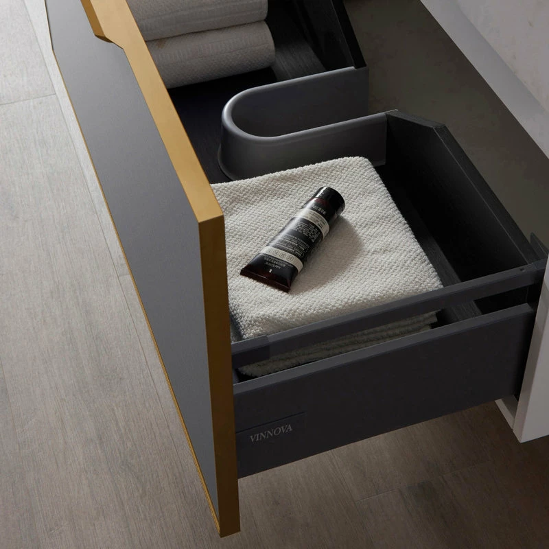 Deals 🔥 Vinnova Alicante Vanity With Stone Countertop, Elegant Grey, 60", Without Mirror 🥰 - Image 8