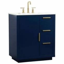 Best reviews of 🎉 Elegant Furniture & Lighting Elegant Decor Blake 30" Aluminum Alloy MDF Single Bathroom Vanity In Blue 👏