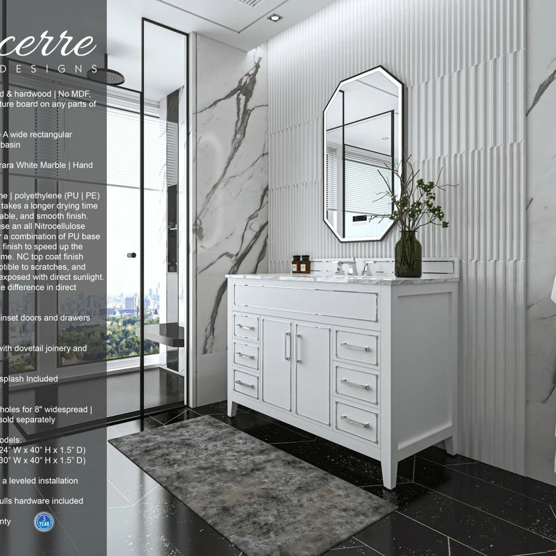 Outlet ๐ Ancerre Designs Aspen Bathroom Vanity Set, White, 48" โ - Image 3