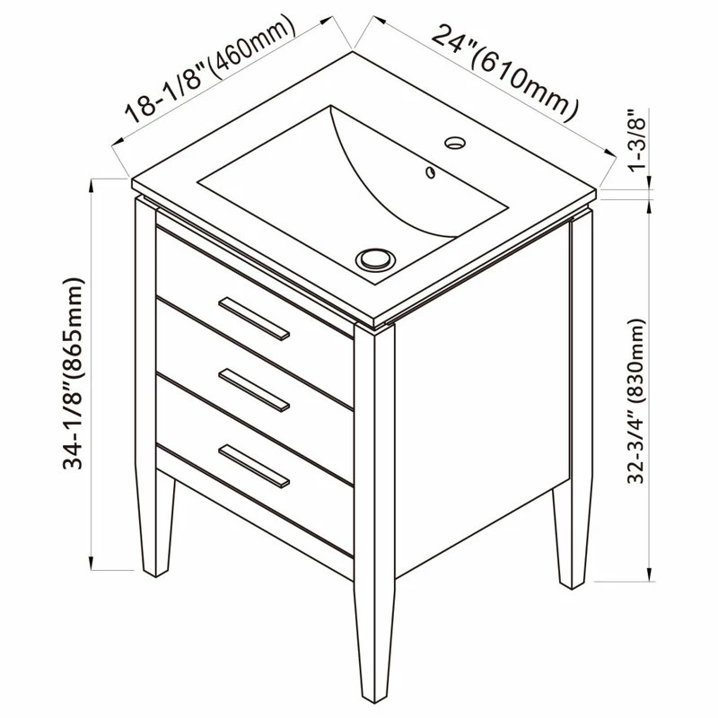 Promo ❤️ Dowell K&B Supplies Grace 24" Single Bathroom Vanity Set, White With Black Trim 🌟 - Image 5