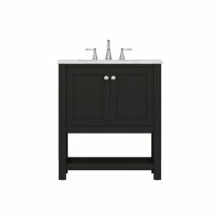 Outlet 🤩 Alya Bath Wilmington 30" Bathroom Vanity With Carrera Marble Top, Espresso 💯