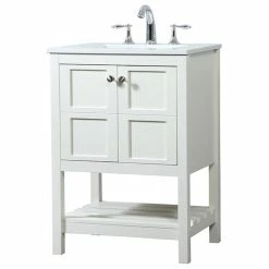 Buy 🥰 Elegant Furniture & Lighting Elegant Decor Theo 24" Zinc Alloy MDF Single Bathroom Vanity In White ✔️