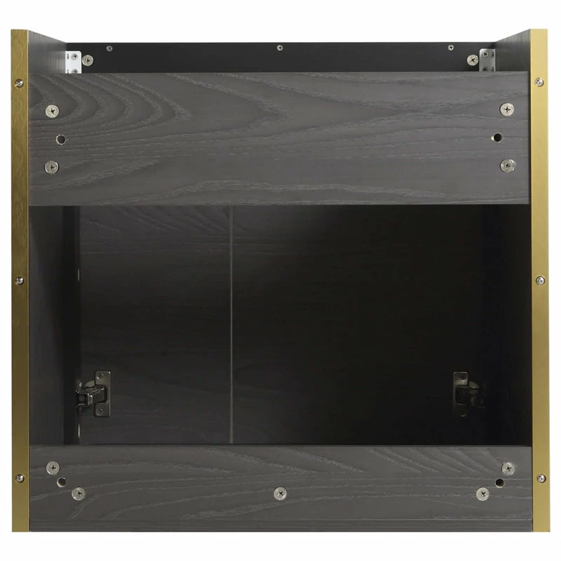 Discount ๐ Fine Fixtures Oakville Wall Mount Bathroom Vanity, Black Coal Oak, 24", Satin Brass Hardware ๐ - Image 5