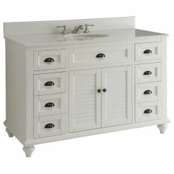 Brand new 💯 Chans Furniture 49" Glennville Quartz Top Bath Vanity, White 😍