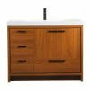 Promo 🤩 Elegant Furniture & Lighting Walker 42" Single Bathroom Vanity, Teak ⭐