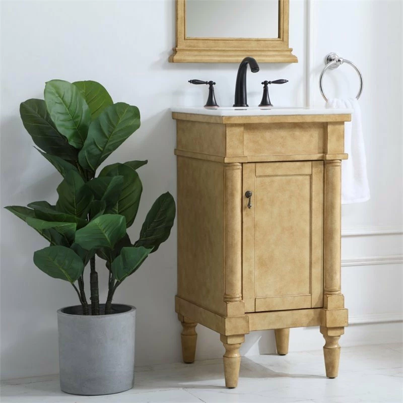 Brand new ❤️ Elegant Furniture & Lighting Elegant Decor Lexington 18" Single Marble Top Bathroom Vanity In Antique Beige ⭐ - Image 2