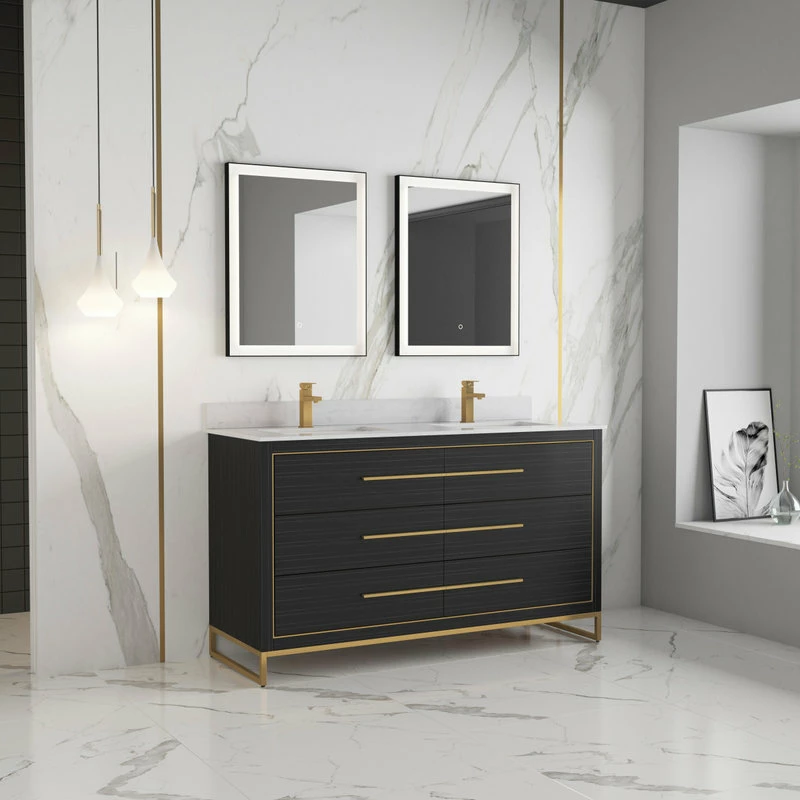 Promo ๐ Alma Vanities Alma Barsalona Free Standing Bathroom Vanity Dawn Grey , Golden Brass Hardware, ๐ - Image 3