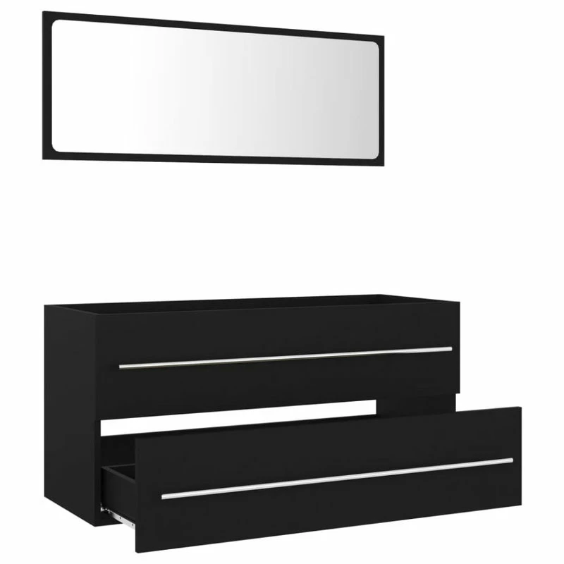 Best deal ⭐ Vida XL LLC VidaXL Bathroom Furniture Set 2 Piece Black Engineered Wood Storage Cabinet 😉 - Image 5