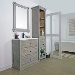 Cheap ✔️ InFurniture Inc., 31" Rustic Solid Fir Sink Vanity, Gray, No Faucet 🛒