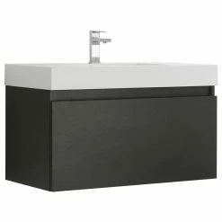 Outlet 😀 Fresca Mezzo 36" Black Wall Hung Cabinet With Integrated Sink 🌟