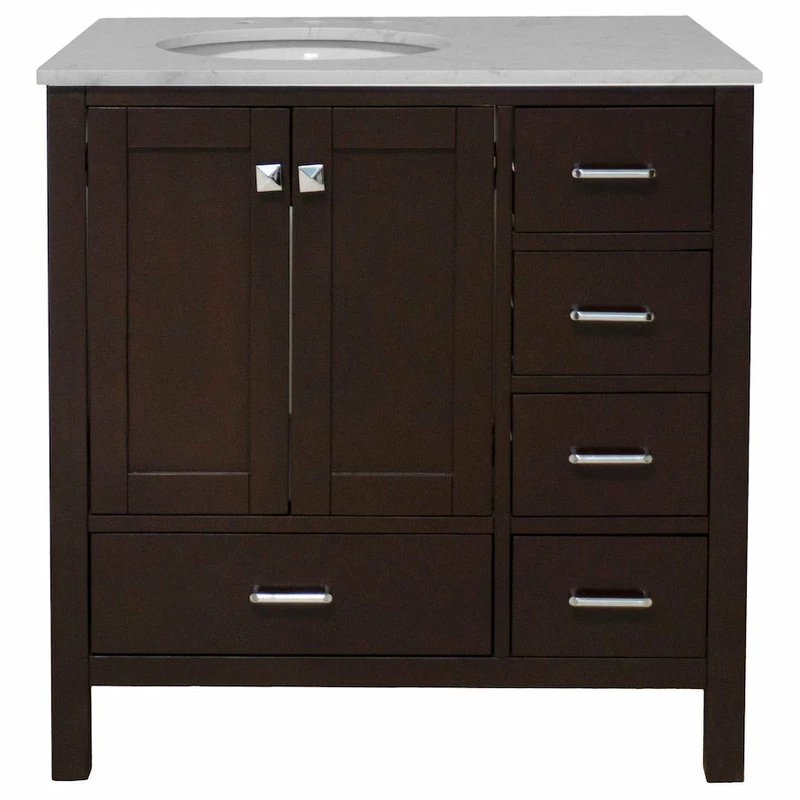 Deals 🔔 Kitchen Bath Collection Horizon 36" Bathroom Vanity, Chocolate, Engineered Carrara 👏 - Image 5