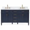Deals ⭐ Tennant Brand 60" Durand Double Sink Navy Blue Bath Vanity, Navy Blue ⭐