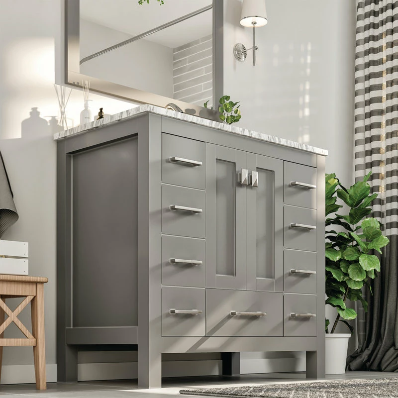 Coupon ๐ Eviva LLC Eviva Hampton 36 Inch Gray Transitional Bathroom Vanity With White Carrara Count ๐ฅ - Image 6