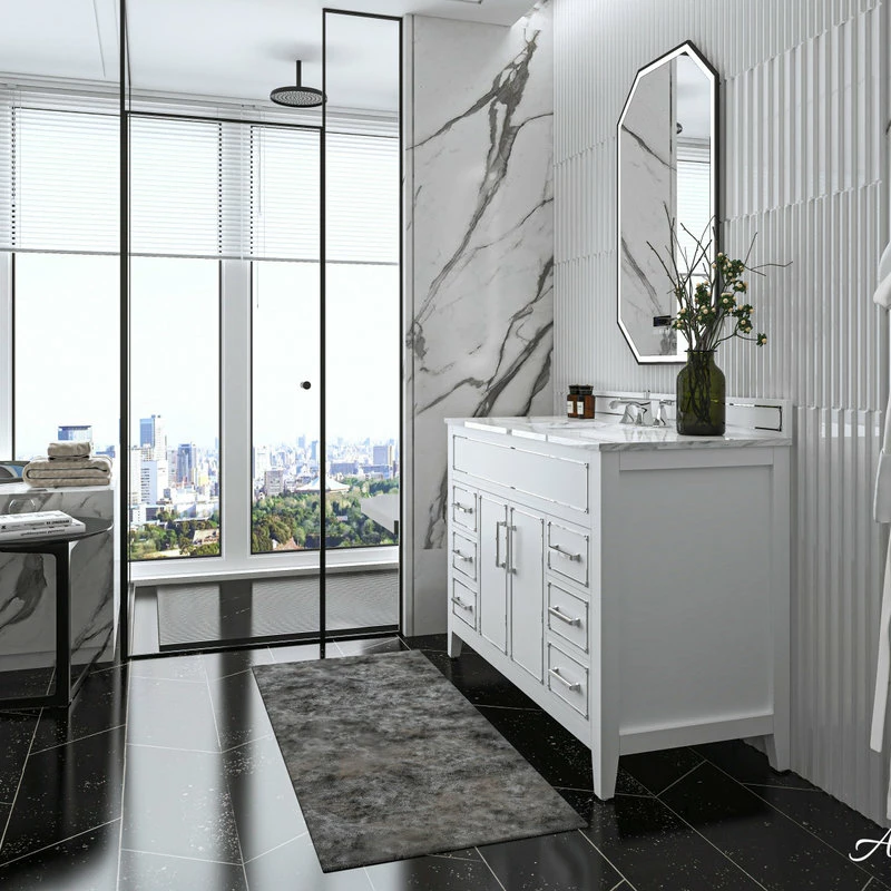 Outlet ๐ Ancerre Designs Aspen Bathroom Vanity Set, White, 48" โ - Image 11