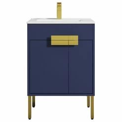 Buy 😉 Blossom Kitchen & Bath Supply Bari Vanity With Ceramic Sink, Navy Blue, 24" ⌛