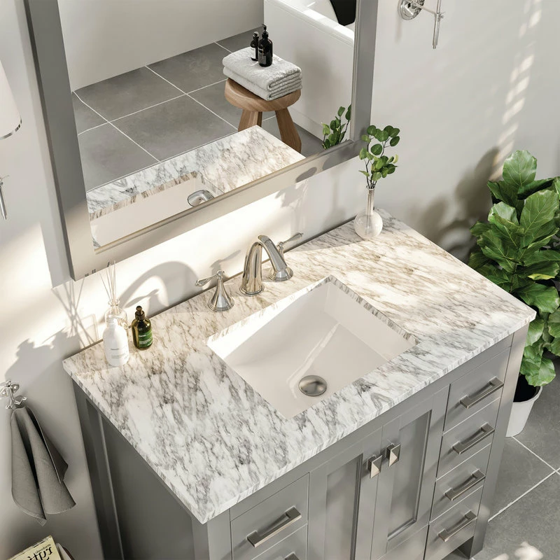 Coupon ๐ Eviva LLC Eviva Hampton 36 Inch Gray Transitional Bathroom Vanity With White Carrara Count ๐ฅ - Image 5