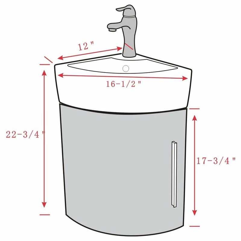 Budget ❤️ Renovators Supply Manufacturing White And Black Wall Mount Corner Bathroom Sink Vanity Cabinet Faucet And Drain ✨ - Image 5