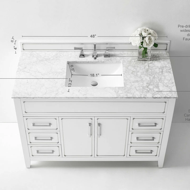 Outlet ๐ Ancerre Designs Aspen Bathroom Vanity Set, White, 48" โ - Image 6
