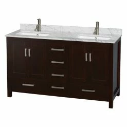 Top 10 👏 Wyndham Collection Sheffield 60" Double Bathroom Vanity In Espresso With White Carrara Marble Top 🛒