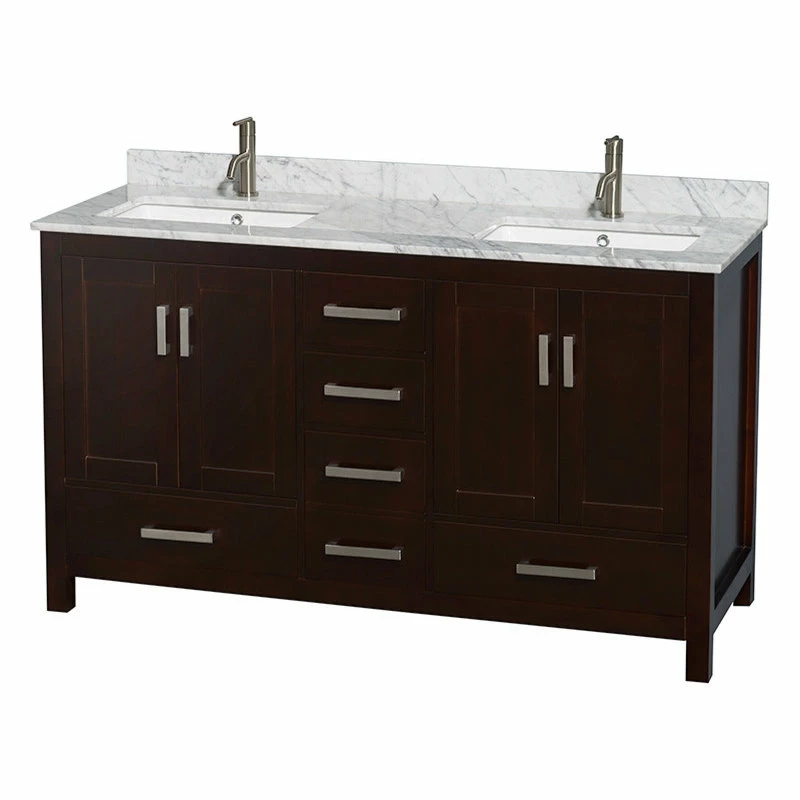 Top 10 ๐ Wyndham Collection Sheffield 60" Double Bathroom Vanity In Espresso With White Carrara Marble Top ๐