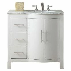 Flash Sale 🤩 Silkroad Exclusive 36 Inch White Bathroom Vanity With Choice Of Offset Sink, Sink On The Right 😀