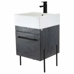 Best Sale ✨ Fine Fixtures Modern Vanity Set, Black Marble, 20", Black Hardware 🔔