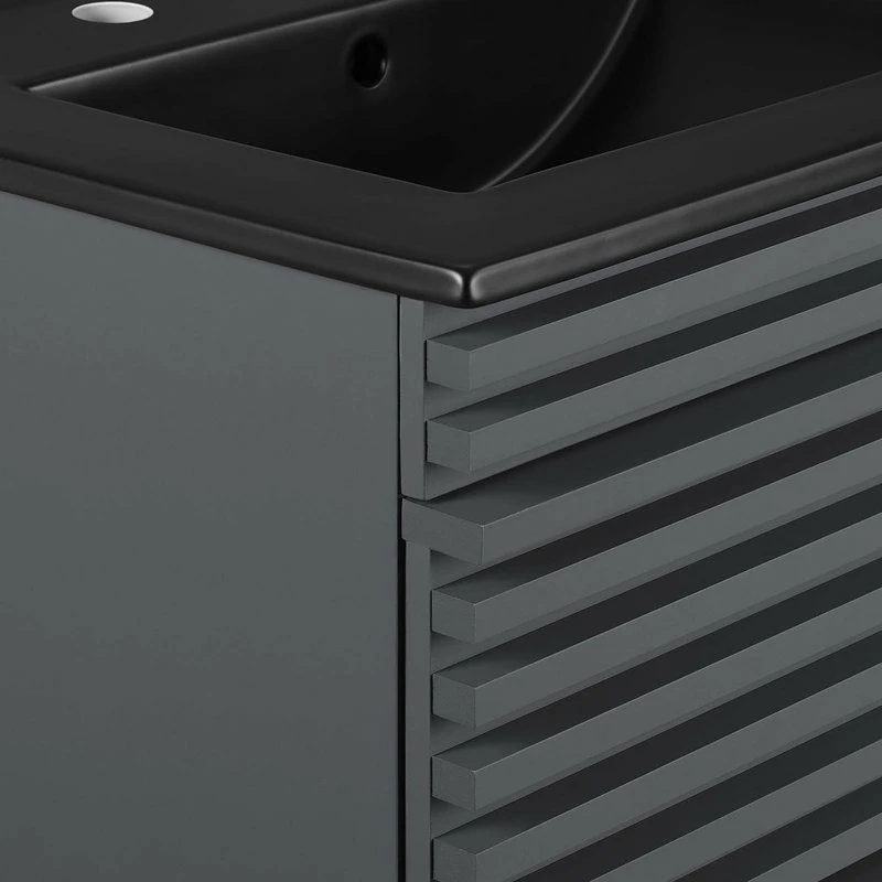 Outlet ✔️ LexMod Render 24" Wall-Mount Bathroom Vanity, Gray Black ❤️ - Image 7
