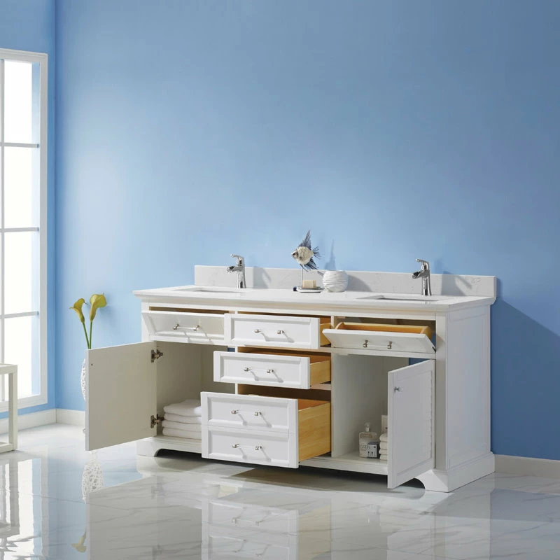 Budget ⌛ Vinnova Lorna White Bathroom Vanity Set, 72 Inch, Without Mirror ⭐ - Image 12