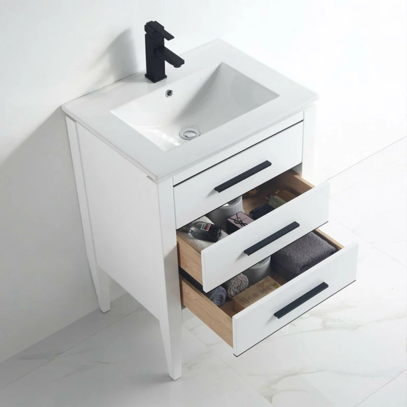 Promo ❤️ Dowell K&B Supplies Grace 24" Single Bathroom Vanity Set, White With Black Trim 🌟 - Image 8