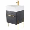 Discount 🤩 Fine Fixtures Modern Vanity Set, Black Marble, 20", Satin Brass Hardware ⌛