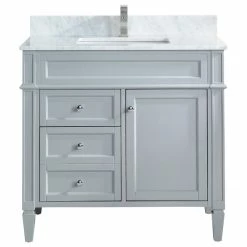 Brand new 😍 Tile Generation 36" Bathroom Vanity Cabinet Set Marble Top And Sink, Grey, With Mirror 👏