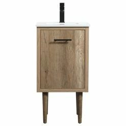 Brand new 🌟 Elegant Furniture & Lighting 19" Midcentury Modern Natural Oak-Light Bathroom Vanity ✔️