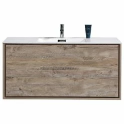Best Sale 🌟 KUBEBATH De Lusso 48" Wall-Mounted Single Bathroom Vanity In Nature Wood 🤩