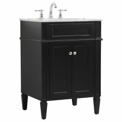 Promo 😍 Elegant Furniture & Lighting Elegant Decor Park Avenue 24" Solid Wood & Metal Single Bathroom Vanity In Black 😀