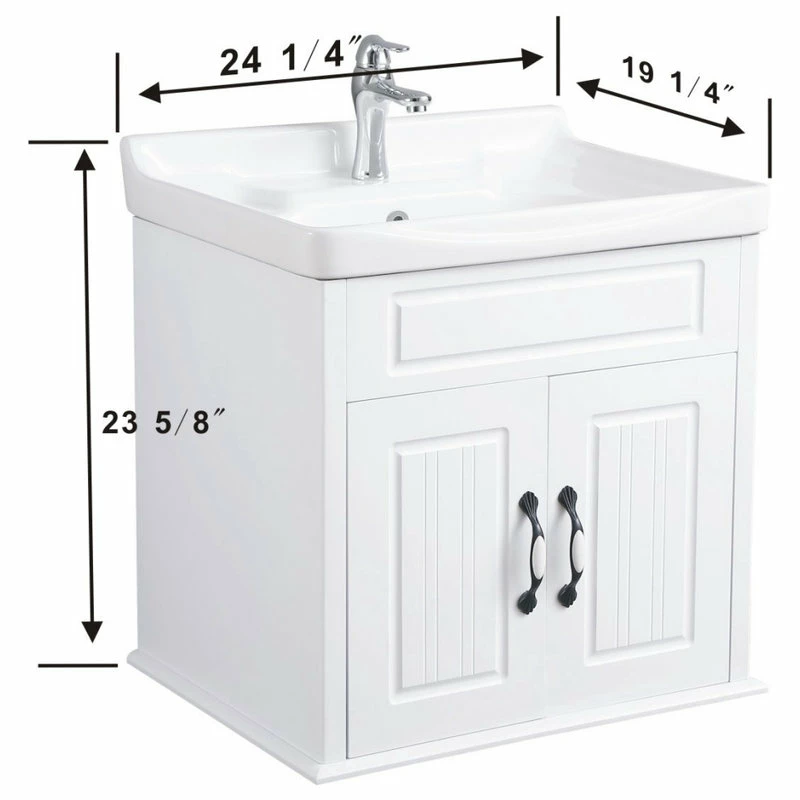 Discount ✨ Renovators Supply Manufacturing Adeline 24 1/4" Large Wall Mounted Cabinet Vanity Sink White With Faucet & Drain ⌛ - Image 5