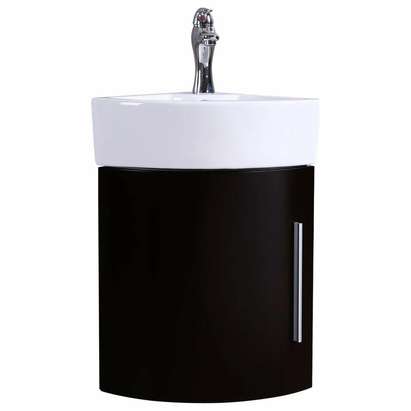 Budget ❤️ Renovators Supply Manufacturing White And Black Wall Mount Corner Bathroom Sink Vanity Cabinet Faucet And Drain ✨ - Image 3