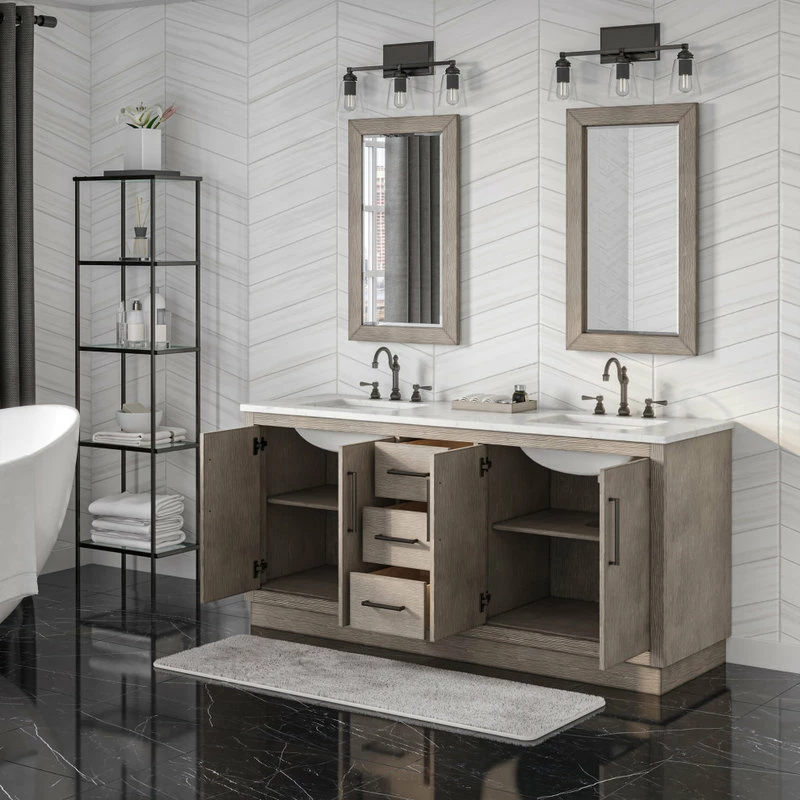 Cheapest 🧨 Water Creation Hugo Bathroom Vanity, Grey Oak, 72", Vanity Only 🧨 - Image 4