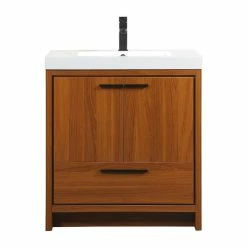 Promo 🔥 Elegant Furniture & Lighting Walker 30" Single Bathroom Vanity, Teak 🥰