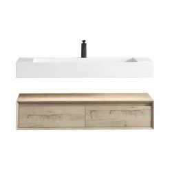 Best Pirce 💯 Bathroom Vanity Wholesale INC. Alysa 48'' Floating Vanity, Acrylic Sink, Light White Oak 🤩