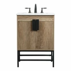 Flash Sale 🎉 Elegant Furniture & Lighting 19" Modern Natural Oak-Light Bathroom Vanity 👍